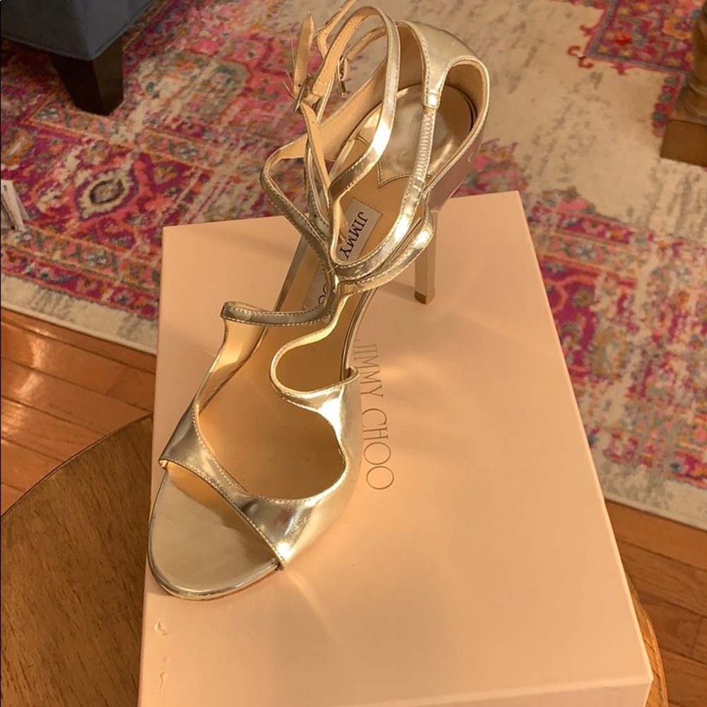 Jimmy Choo London Mirror Leather Silver Lang Shoes